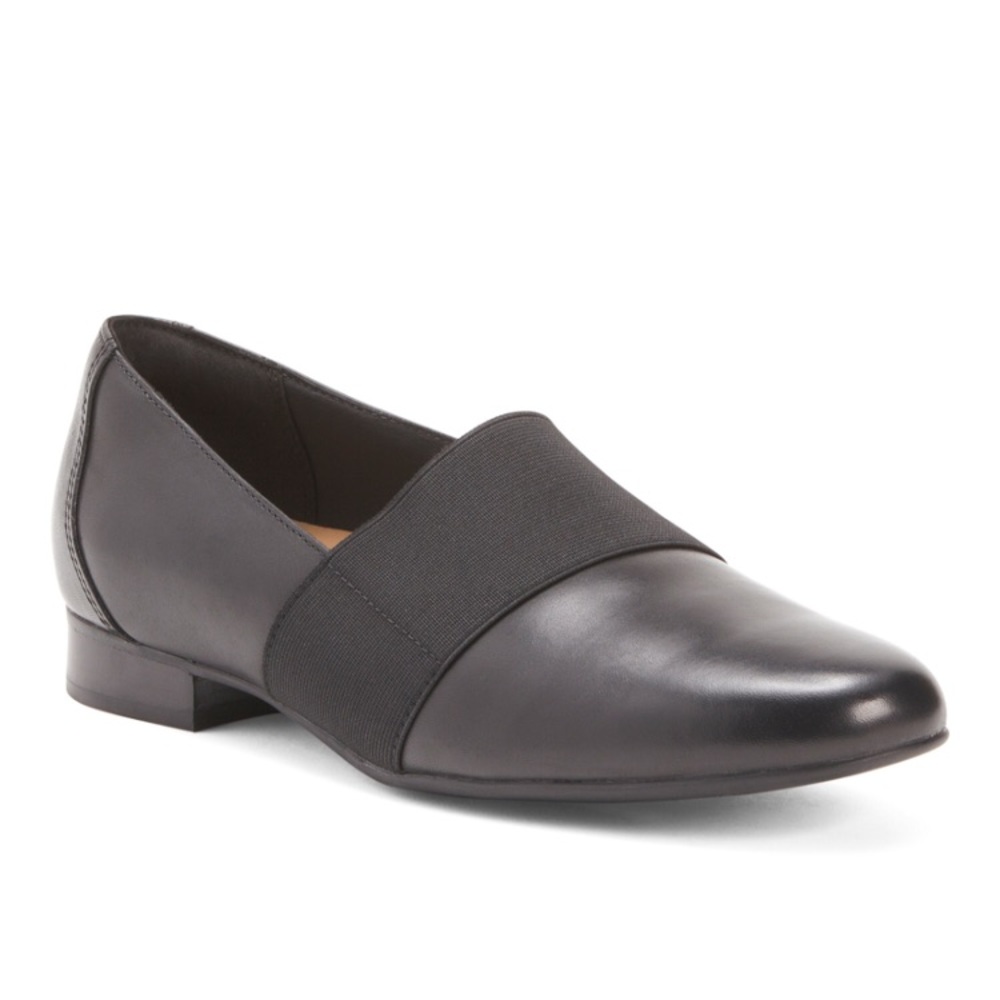 New Clark leather comfort flat shoes size 6 black